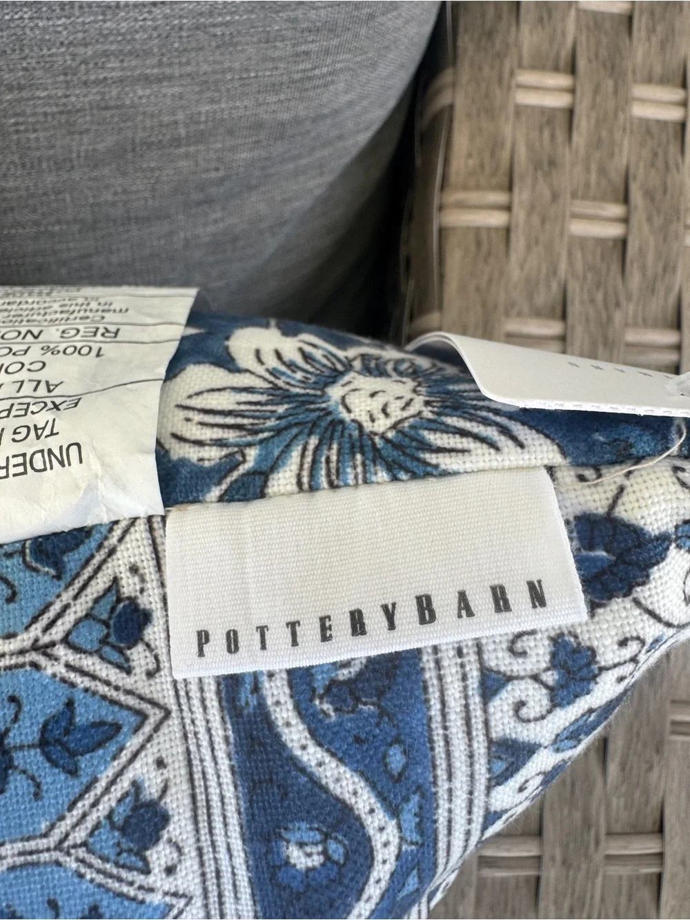 Pottery Barn Ishani Outdoor Lumbar Pillow, Blue Multi Floral